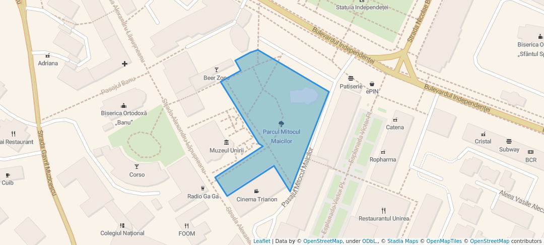 walking in Parcul Mitocul Maicilor map in Iași