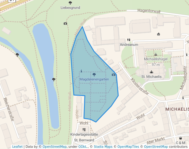 walking in Magdalenengarten map in Hildesheim