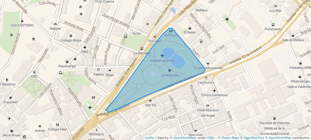 walking in La Alameda map in Quito