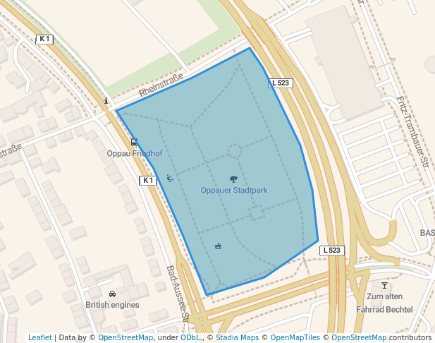 walking in Oppauer Stadtpark map in Ludwigshafen am Rhein