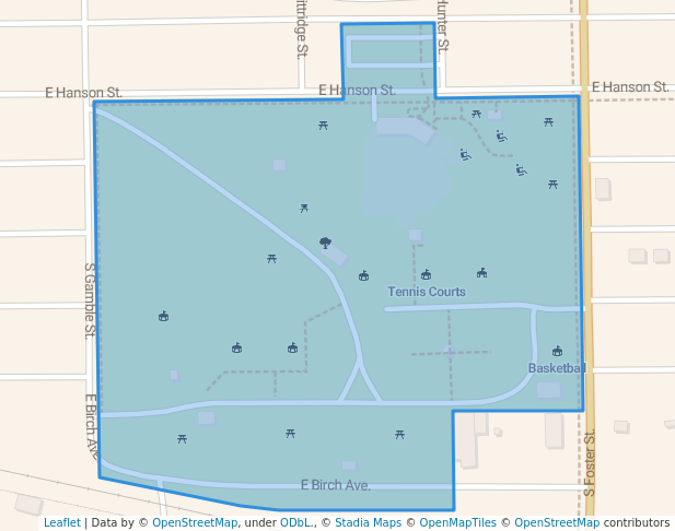walking in Hitchcock Park map in Mitchell