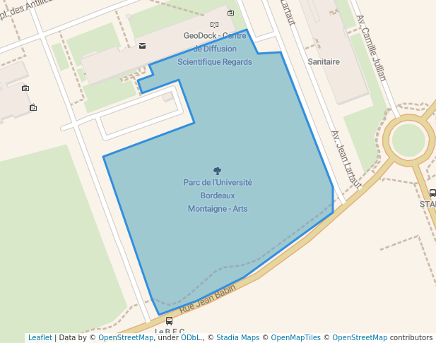 walking in Parc de l'Université Bordeaux Montaigne - Arts map in Pessac