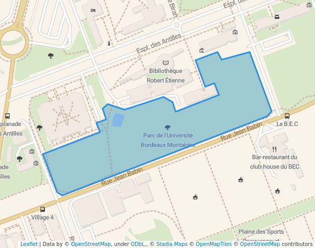 walking in Parc de l'Université Bordeaux Montaigne map in Pessac
