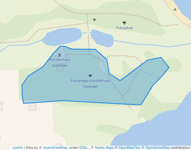 walking in Parkanlage Künstlerhaus Gasteiger map in Utting am Ammersee