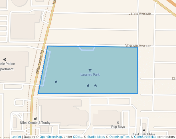 walking in Laramie Park map in Skokie
