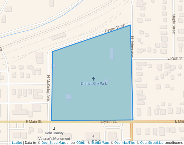 walking in Emmett City Park map in Emmett