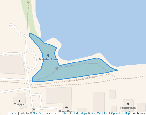 walking in Waterfront Park map in Wolfville