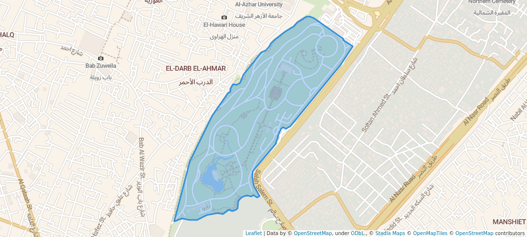 walking in Al-Azhar Park map in Cairo