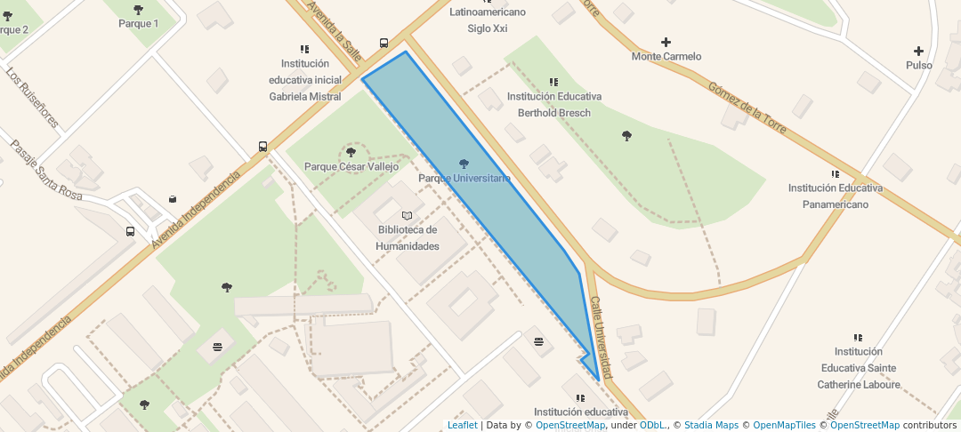 walking in Parque Universitario map in Arequipa