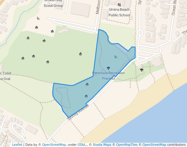 walking in Peninsula Recreation Precinct map in Umina Beach