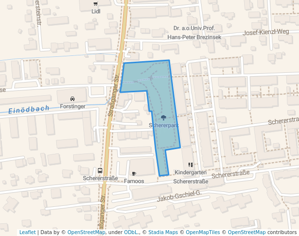 walking in Schererpark map in Graz