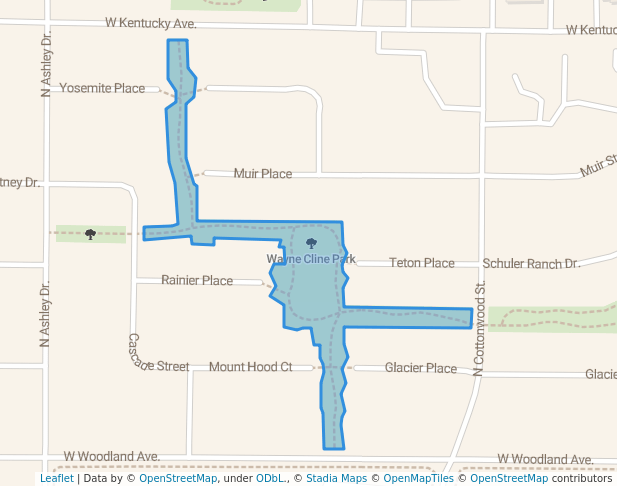 walking in Wayne Cline Park map in Woodland