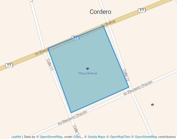 walking in Plaza Bolívar map in Cordero