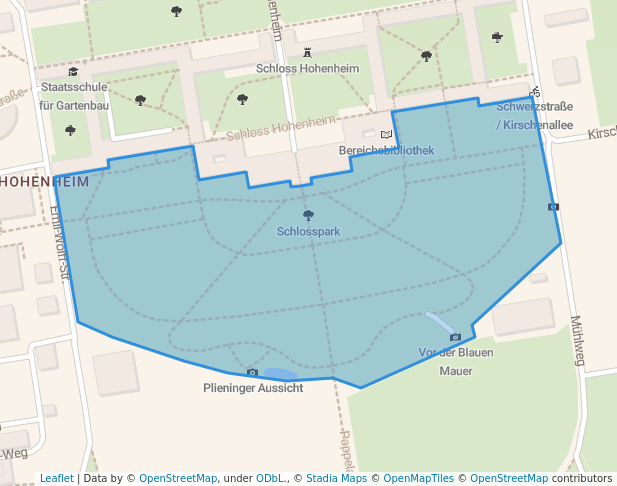 walking in Schlosspark map in Stuttgart