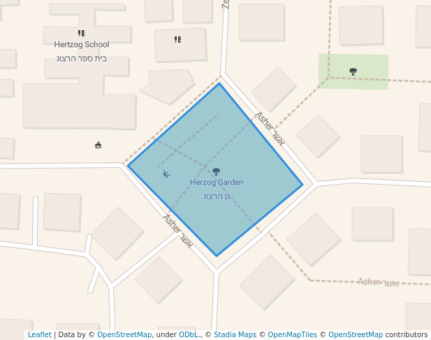 walking in Herzog Garden map in Netanya