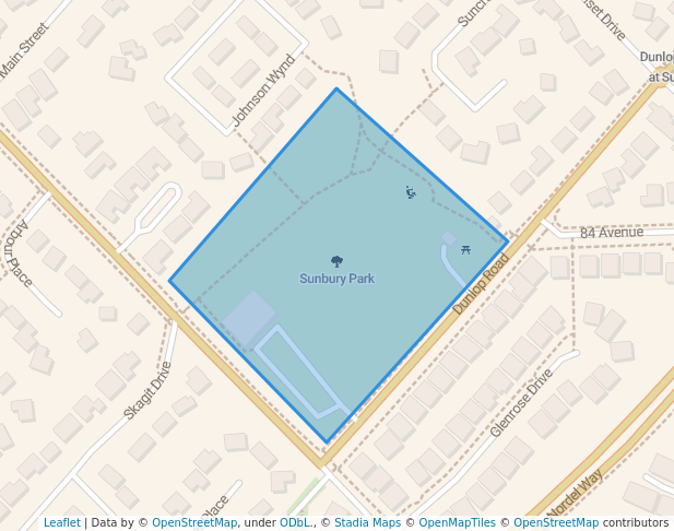 walking in Sunbury Park map in Delta