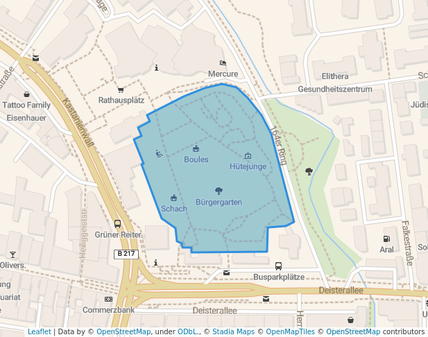 walking in Bürgergarten map in Hameln