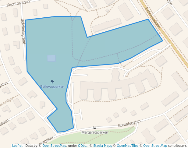 walking in Bellevueparken map in Ystad