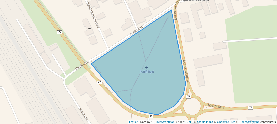 walking in Petőfi liget map in Tapolca