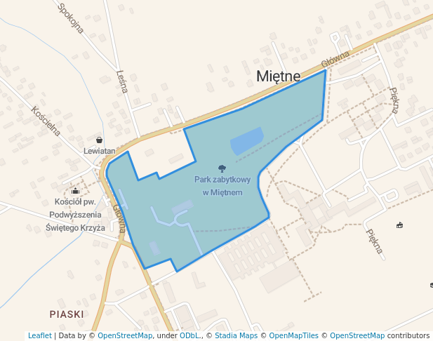 walking in Park zabytkowy w Miętnem map in Miętne