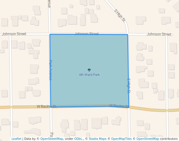 walking in 4th Ward Park map in Janesville