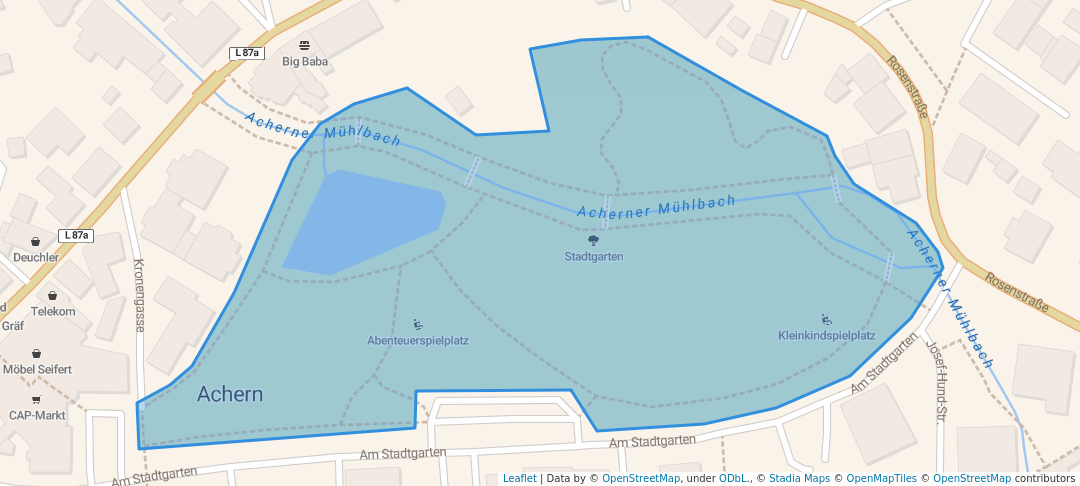 walking in Stadtgarten map in Achern