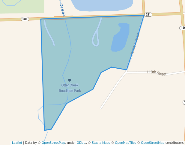 walking in Otter Creek Roadside Park map in Oelwein