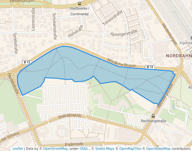 walking in Hindenburgpark map in Ingolstadt