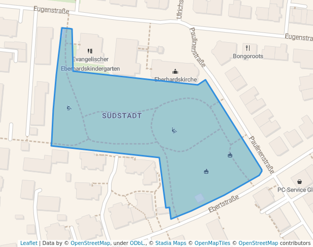 walking in Volksgarten map in Tübingen