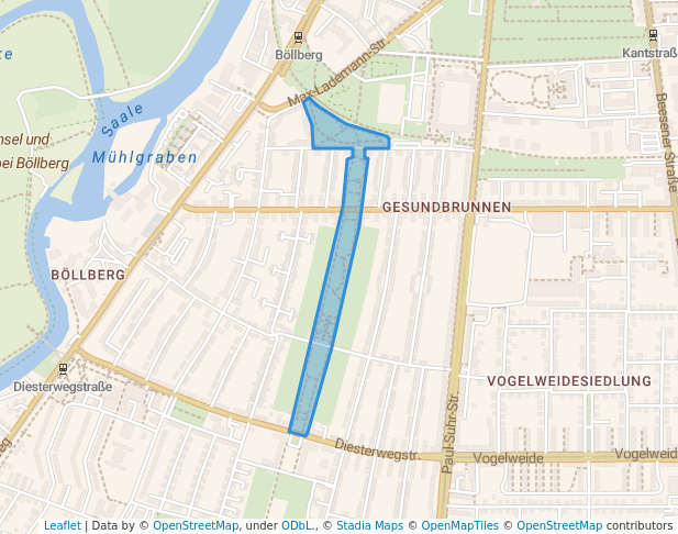 walking in Pestalozzipark map in Halle (Saale)