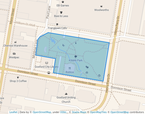 Kibble Park in Gosford | Map and Routes