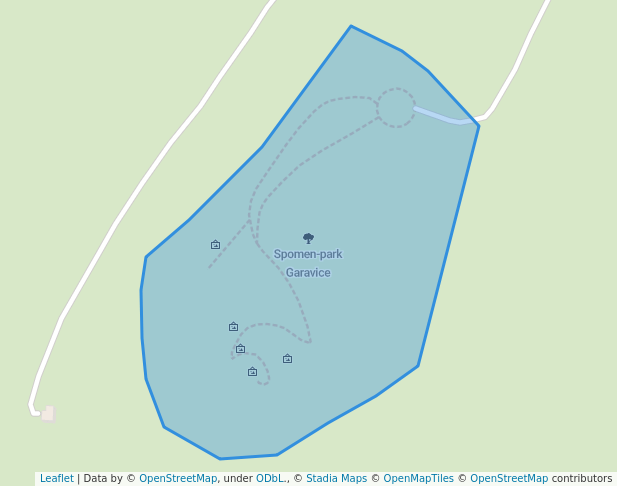 walking in Garavice Memorial park map in Bihać