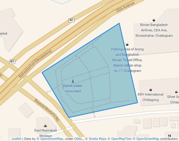 walking in Biplob Udyan map in Chittagong