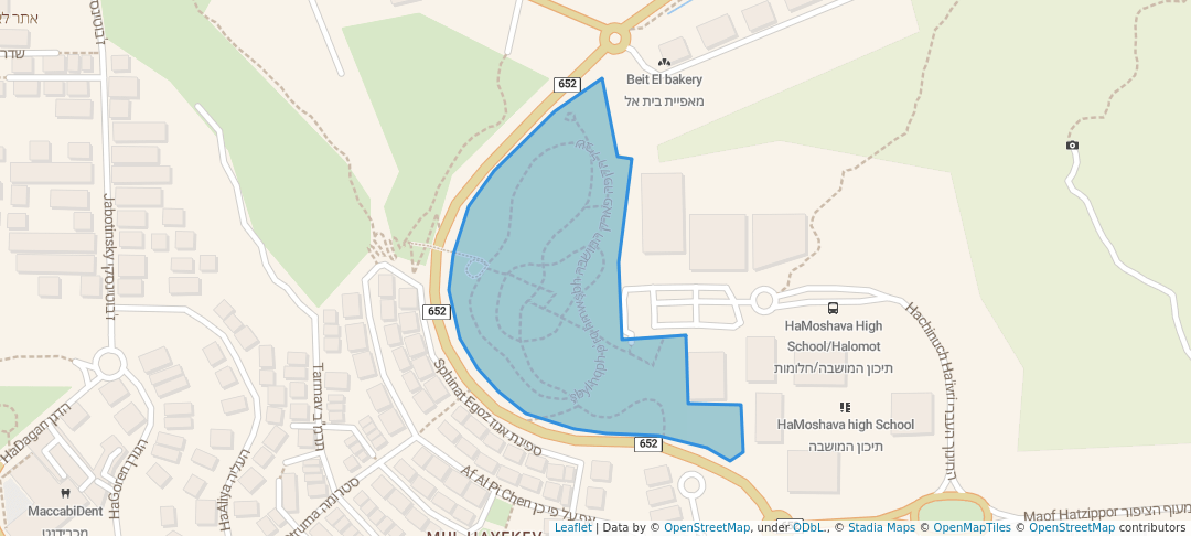 walking in Hamoshava Park map in Zikhron Ya'akov