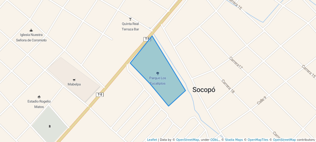 walking in Parque Los Eucaliptos map in Socopó