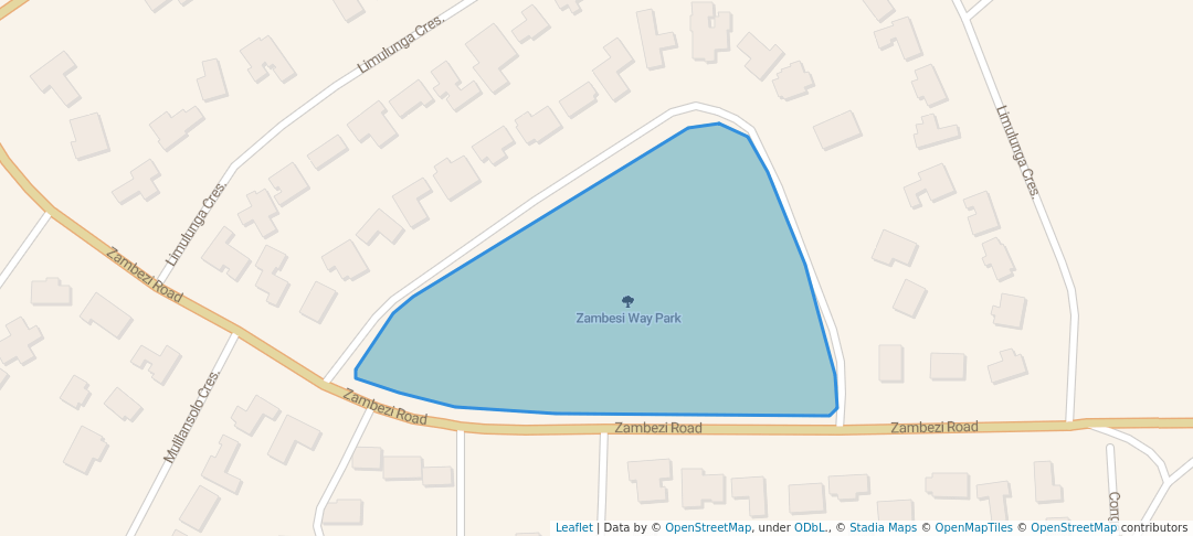 walking in Zambesi Way Park map in Kitwe