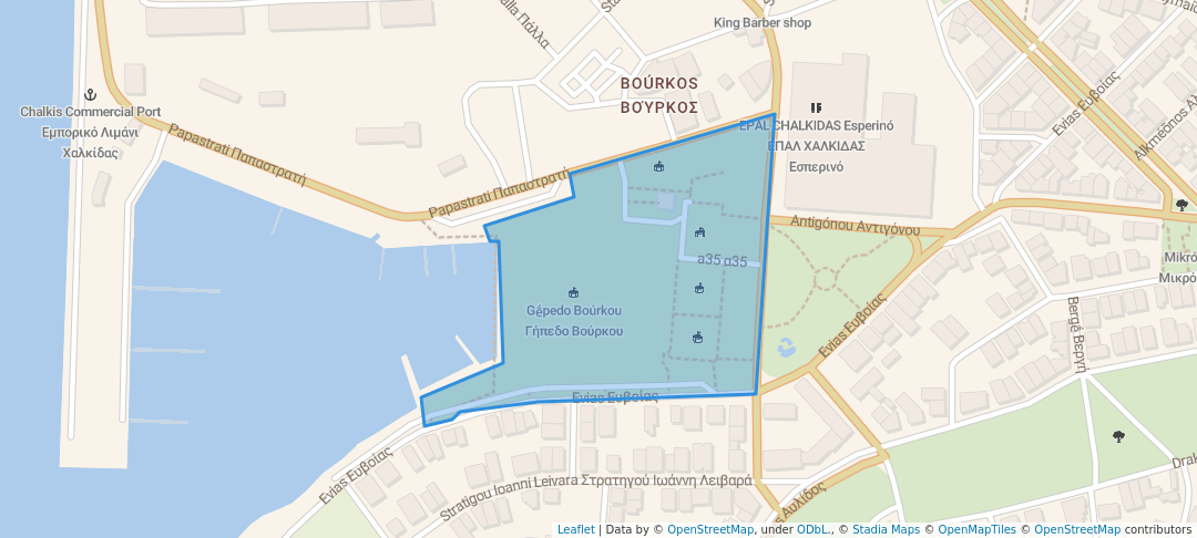 walking in Vourko's Park map in Chalkida