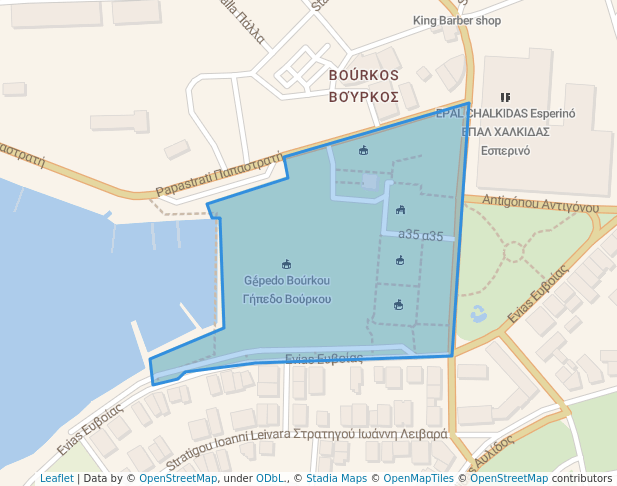 walking in Vourko's Park map in Chalkida