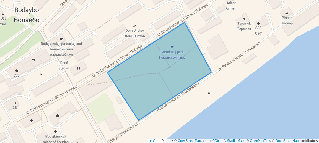 walking in Городской парк map in Bodaybo