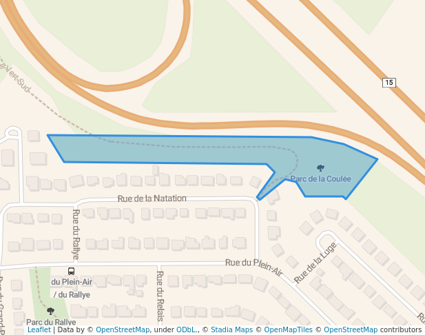 walking in Parc de la Coulée map in Mirabel