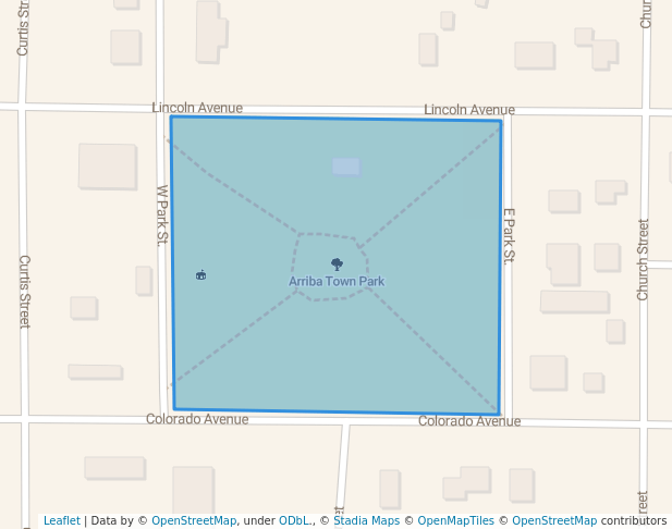 walking in Arriba Town Park map in Arriba