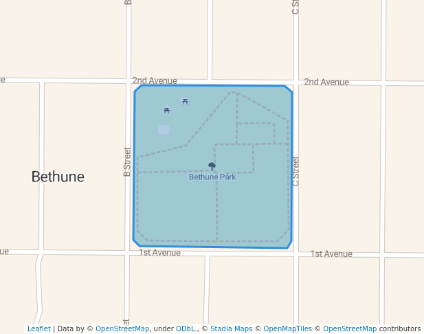 walking in Bethune Park map in Bethune