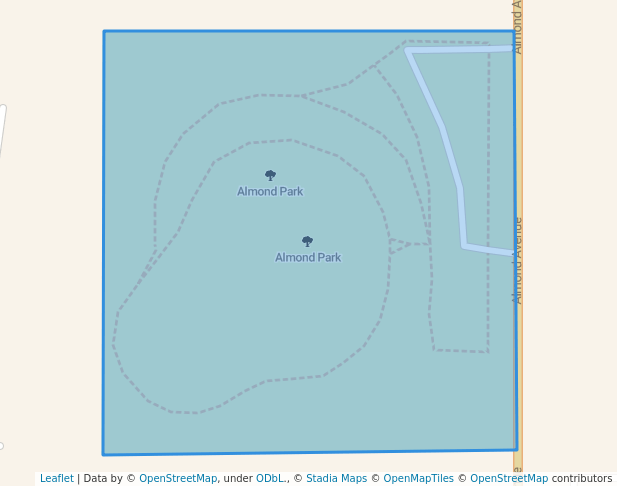 walking in Almond Park map in Orangevale