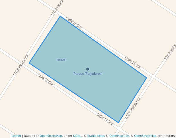 walking in Parque "Forjadores" map in Playa del Carmen