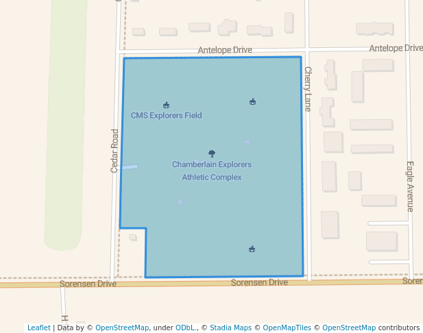 walking in Chamberlain Explorers Athletic Complex map in Chamberlain