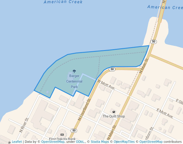 walking in Barger Centennial Park map in Chamberlain