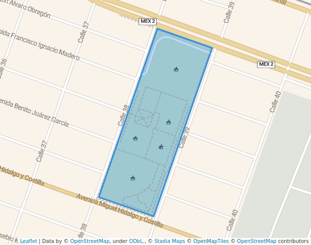 walking in Unidad Deportiva Rafael Sánchez map in San Luis Río Colorado