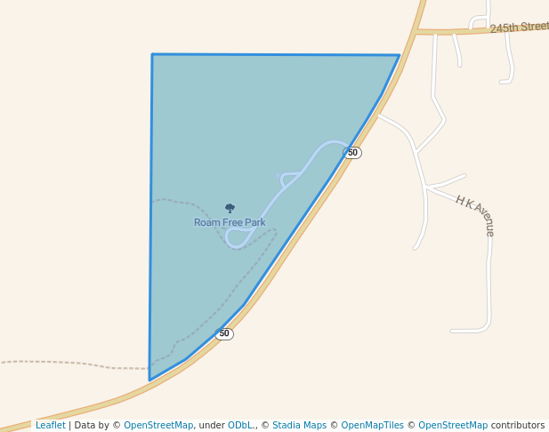 walking in Roam Free Park map in Chamberlain