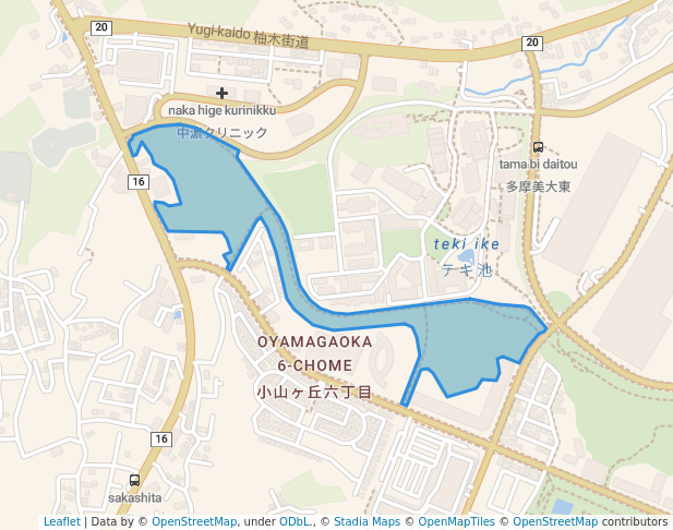 walking in Yarimizu Oyama Green Zone map in Hachioji