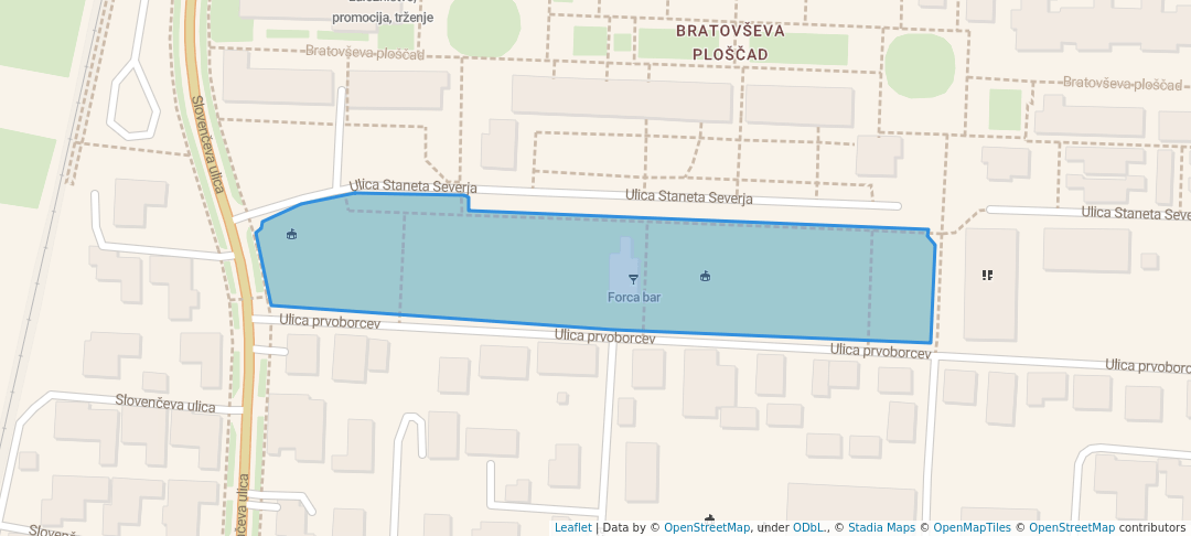 walking in Športni park Bratovševa map in Ljubljana